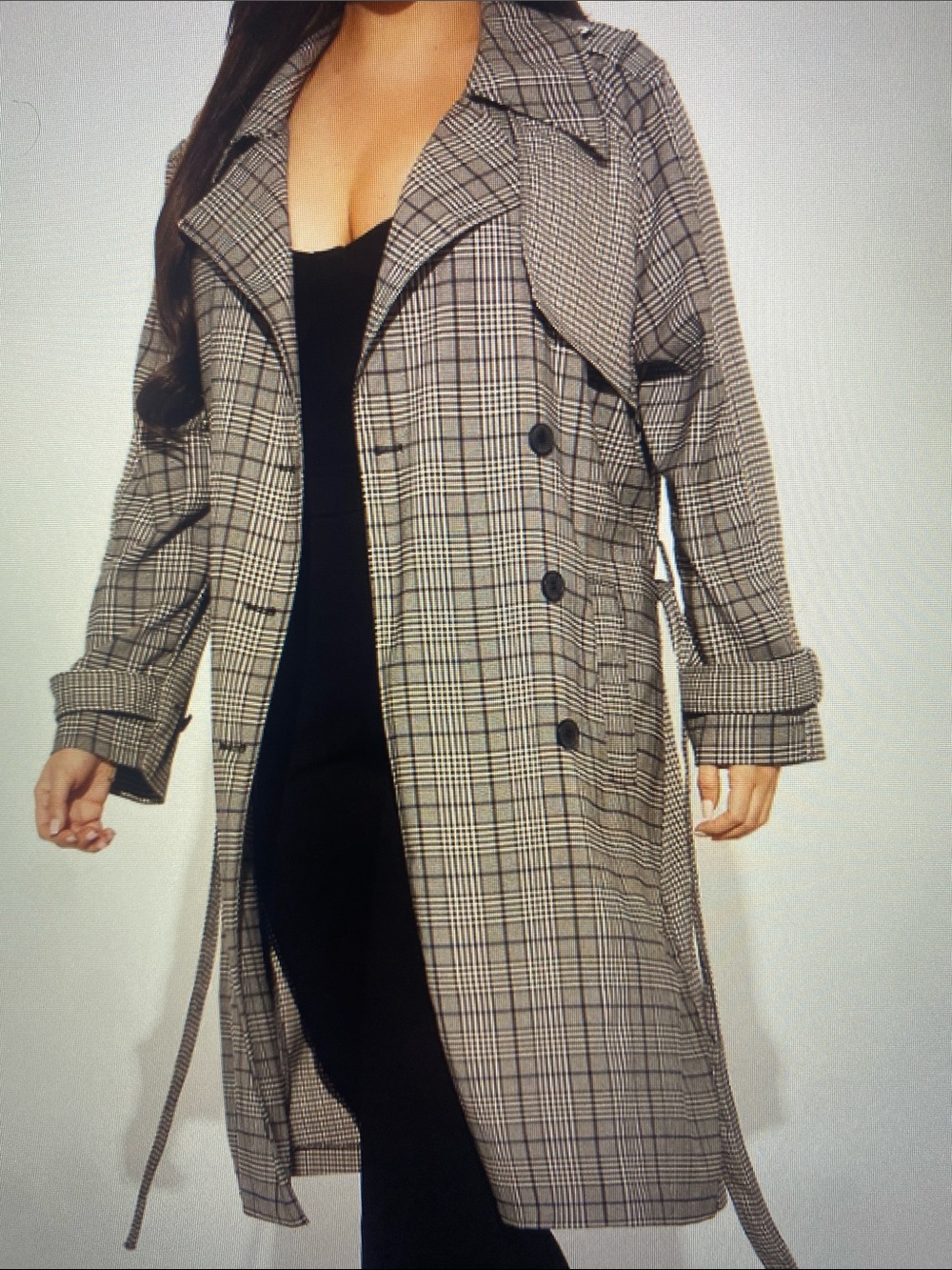 Fashion Nova Prep School Plaid Trench Coat Khaki/combo